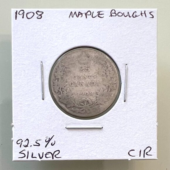 1908, 1909, 1910 & 1911 Canada Sterling Silver 4 x 25¢ Coins! - Picture 3 of 13